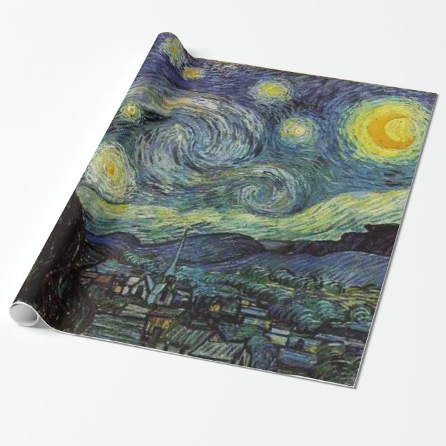 Papel De Regalo Noche estrellada por Vincent van Gogh. (Desenrollado)