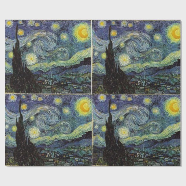 Papel De Regalo Noche estrellada por Vincent van Gogh. (Superficie plana)
