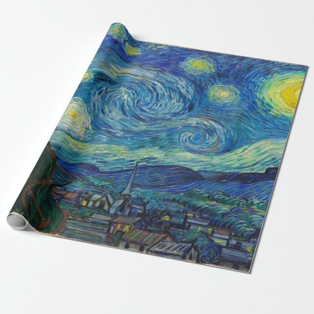 Papel De Regalo Noche estrellada por Vincent van Gogh Decoupage (Desenrollado)