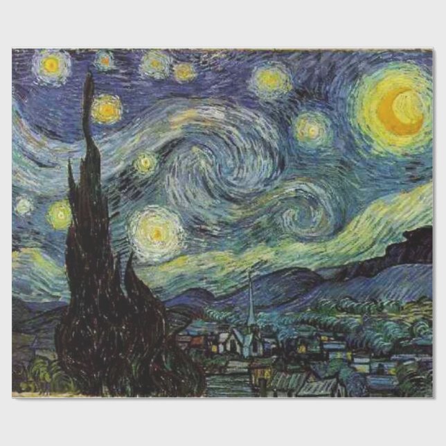 Papel De Regalo Noche estrellada, regalo de Vincent van Gogh (Superficie plana)