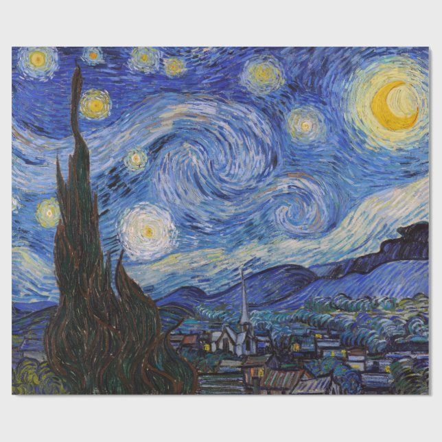 Papel De Regalo Noche estrellada: Saint Remy de Vincent Van Gogh (Superficie plana)