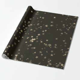 Papel De Regalo Noche estrellada Sepia Brown Forest Gold Confetti