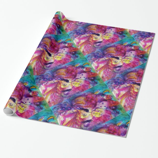 Papel De Regalo NOCHE MASQUERADE / Carnaval veneciano (Desenrollado)