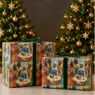 Papel De Regalo Noche Santa Natividad Navidad