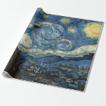 Papel De Regalo Noche Van Gogh Starry<br><div class="desc">Pintura vintage nocturna Vincent Van Gogh Starry .. envoltura de regalo de diseñador / rollo de papel envoltorio de Zazilicious</div>