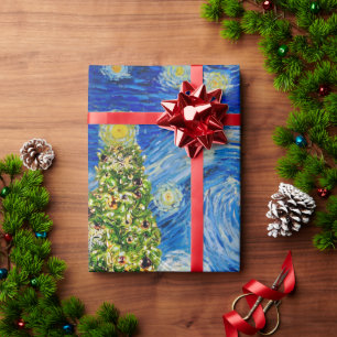 Papel De Regalo Noche Van Gogh Starry - Árbol de Navidad