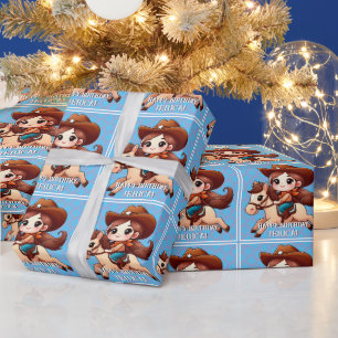 Papel De Regalo Noche y bovino cutáneos cumpleaños occidental