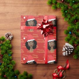 Papel De Regalo Nochebuena de los cerezos de oro, mujer negra, San