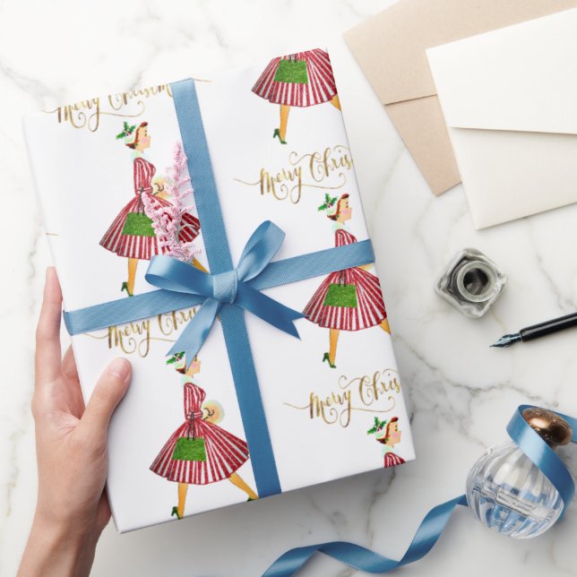 Papel De Regalo Nochebuena de Navidad de 1950 (Regalar)