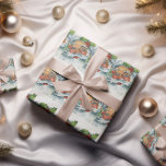Papel De Regalo Nochebuena vintage<br><div class="desc">Envuelve tus regalos en un encantador papel de envolver de época de un retro Santa Claus.</div>