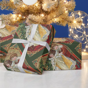 Papel De Regalo Nochebuena y Chica de Navidad de 1910
