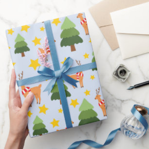 Papel De Regalo Noches de reno estrelladas Luz de árbol de Navidad
