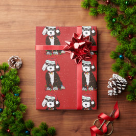 Papel De Regalo Noches rojas de Bernedoodle traviesas