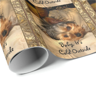 Papel De Regalo Noches Yorkie del invierno 15 pies de