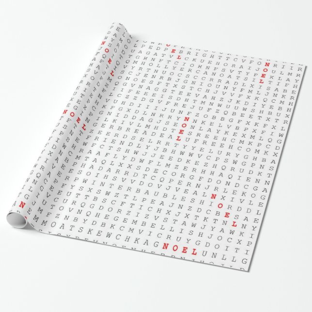 Papel De Regalo NOEL del rompecabezas de búsqueda de palabras (Desenrollado)