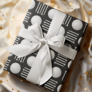 Papel De Regalo Noir Black Golf Ball y Tee Gift