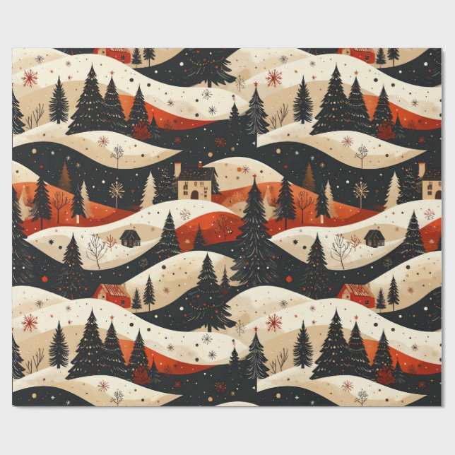 Papel De Regalo Noir Noël - Casa (Superficie plana)