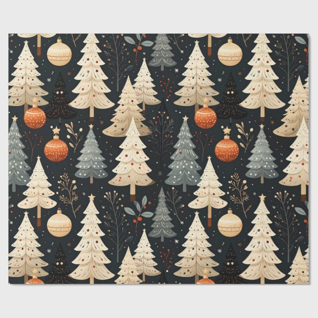 Papel De Regalo Noir Noël tree (Superficie plana)