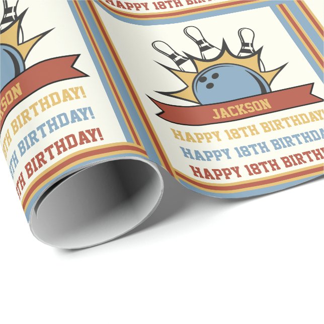 Papel De Regalo Nombramiento de boliche Sentimiento de edad Cumple (Esquina del rollo)