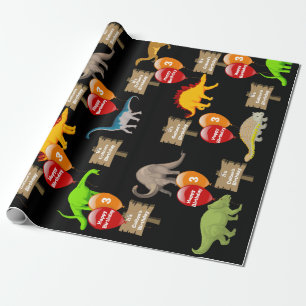 Papel De Regalo Nombramiento personalizado y cumpleaños de dinosa