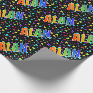 Papel De Regalo Nombre "ALAN" del arco iris + Estrellas