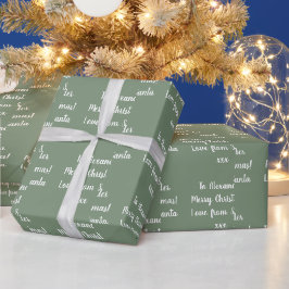 Papel De Regalo Nombre Amor De Los Navidades De Santa Sage Green