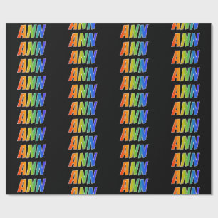 Papel De Regalo Nombre "ANN" de Arcoíris; Divertido y Colorido
