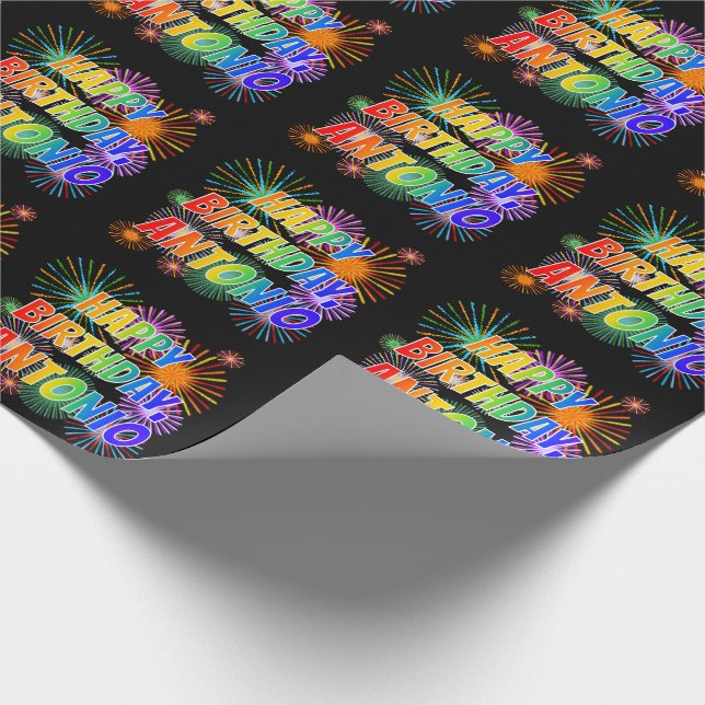 Papel De Regalo Nombre "ANTONIO", Divertido "FELIZ CUMPLEAÑOS" (Esquina)