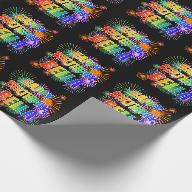 Papel De Regalo Nombre "BELLA", Divertido "FELIZ CUMPLEAÑOS" (Esquina)
