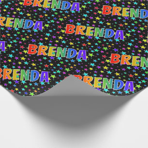 Papel De Regalo Nombre BRENDA con Arcoíris y Estrellas
