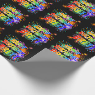 Papel De Regalo Nombre "BRETT", Diversión "FELIZ CUMPLEAÑOS"