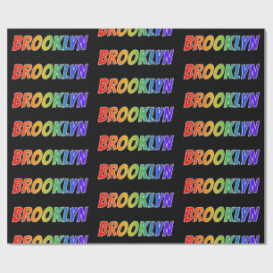 Papel De Regalo Nombre "BROOKLYN" primero Arcoíris; Divertido y Co
