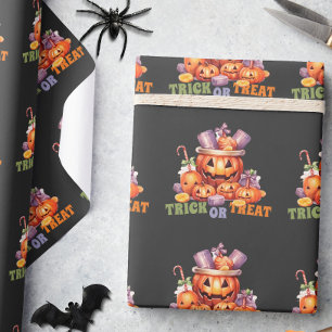 Papel De Regalo Nombre Calabaza Naranja Morado Espeluznante Dulces