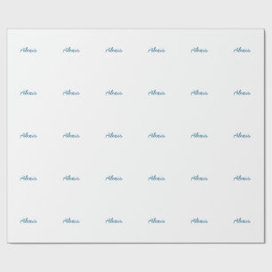 Papel De Regalo Nombre Caligrafía Script Sencillo Simple Blanco Az