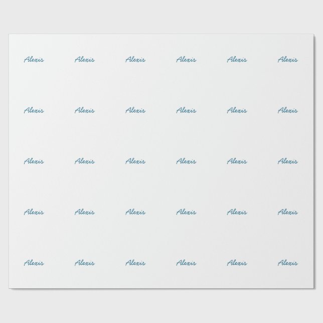 Papel De Regalo Nombre Caligrafía Script Sencillo Simple Blanco Az (Superficie plana)