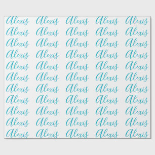 Papel De Regalo Nombre Caligrafía Script Sencillo Simple Blanco Az