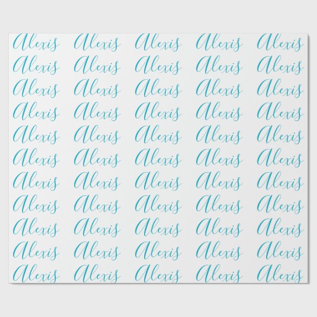 Papel De Regalo Nombre Caligrafía Script Sencillo Simple Blanco Az (Superficie plana)