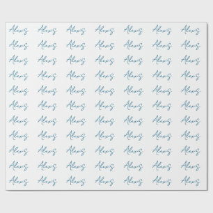 Papel De Regalo Nombre Caligrafía Script Sencillo Simple Blanco Az