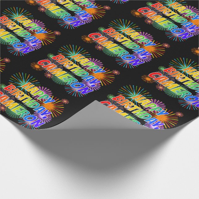 Papel De Regalo Nombre "CAMERON", Divertido "FELIZ CUMPLEAÑOS" (Esquina)