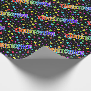 Papel De Regalo Nombre CHRISTOPHER de arcoíris + Estrellas