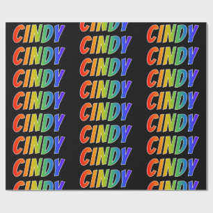Papel De Regalo Nombre "CINDY" Arcoíris; Divertido y Colorido