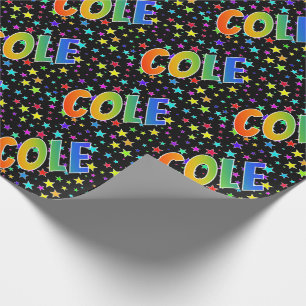 Papel De Regalo Nombre COLE de arcoíris + Estrellas