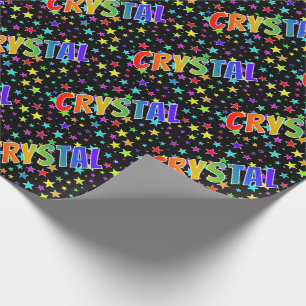 Papel De Regalo Nombre CRYSTAL con Arcoíris y Estrellas