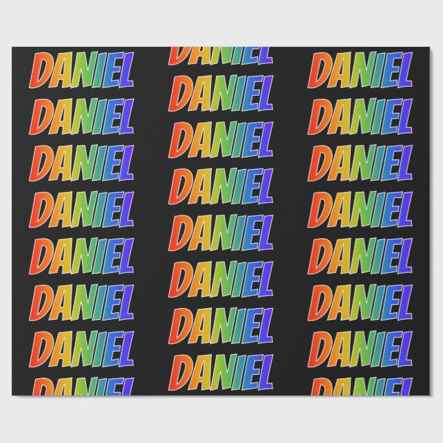 Papel De Regalo Nombre "DANIEL" del arco iris; Diversión y (Superficie plana)