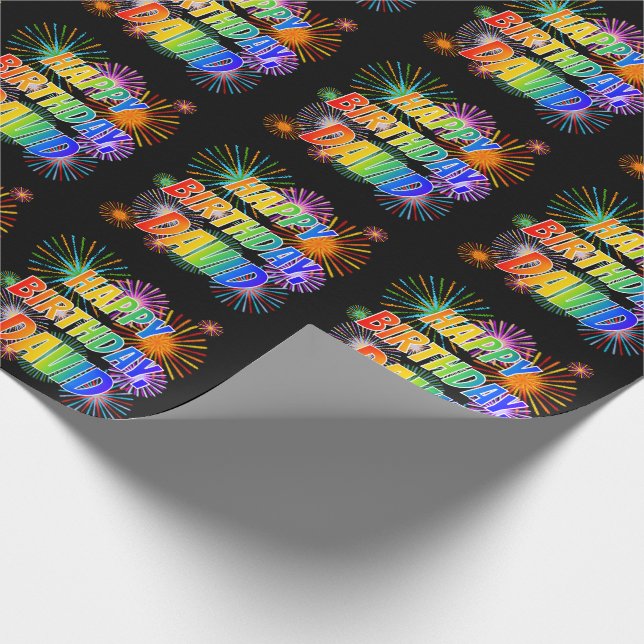 Papel De Regalo Nombre "DAVID", Divertido "FELIZ CUMPLEAÑOS" (Esquina)