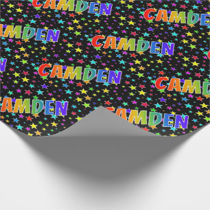 Papel De Regalo Nombre de arcoíris "CAMDEN" + Estrellas