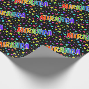 Papel De Regalo Nombre de arcoíris "MIRANDA" + Estrellas