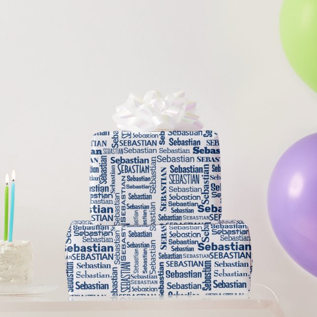 Papel De Regalo Nombre De Blue Sebastian En Blanco (Regalos de fiesta)