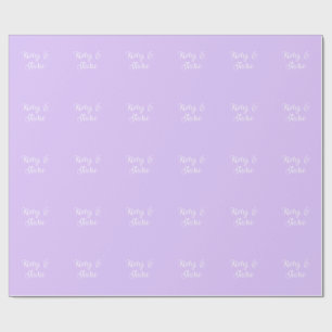 Papel De Regalo Nombre de boda de pareja retro en pastel púrpura e