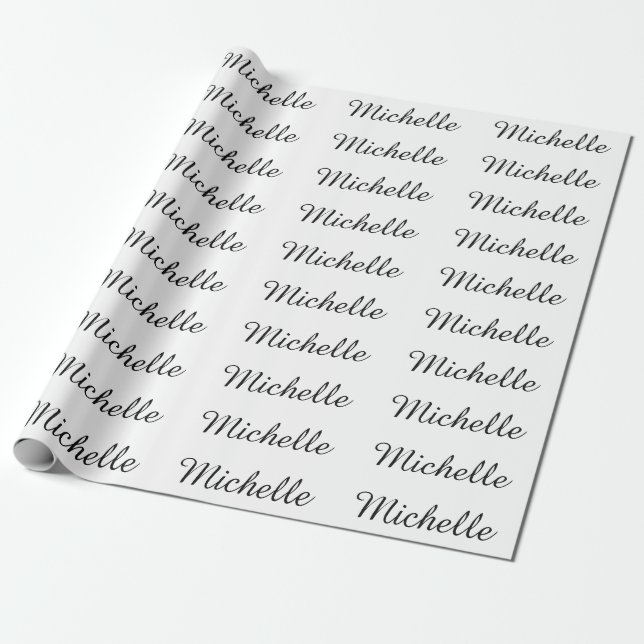 Papel De Regalo Nombre de caligrafía blanco de moda creativa (Desenrollado)